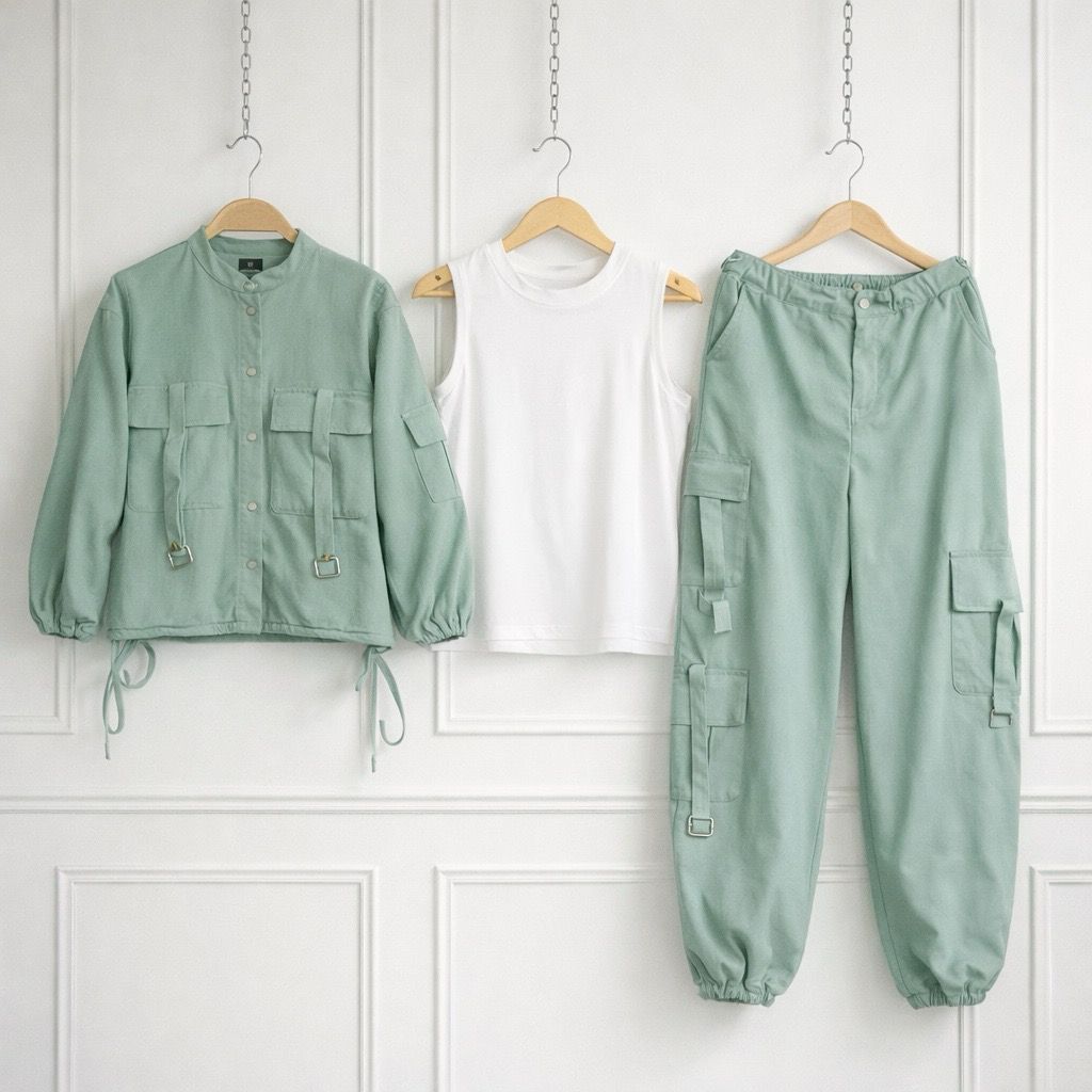 Women’s Cargo Jacket & Wide-Leg Pants Co-ord Set K-1