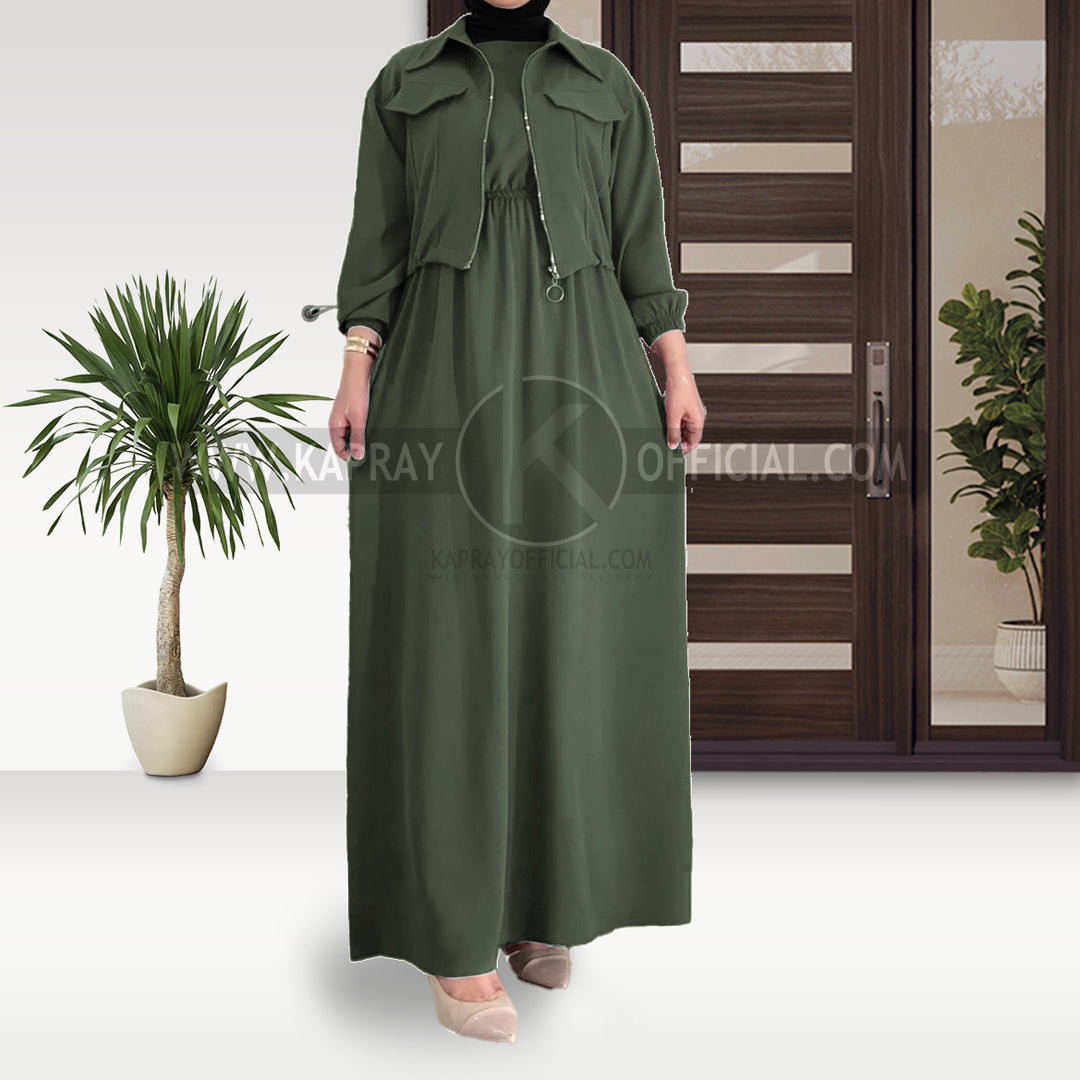 Elegant Maxi with Front-Zip Jacket