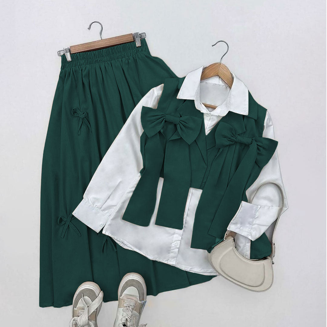 Ribbon Charm Layered 3-Piece Suit