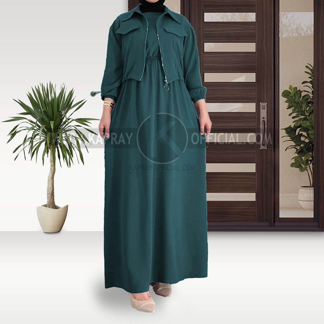 Elegant Maxi with Front-Zip Jacket