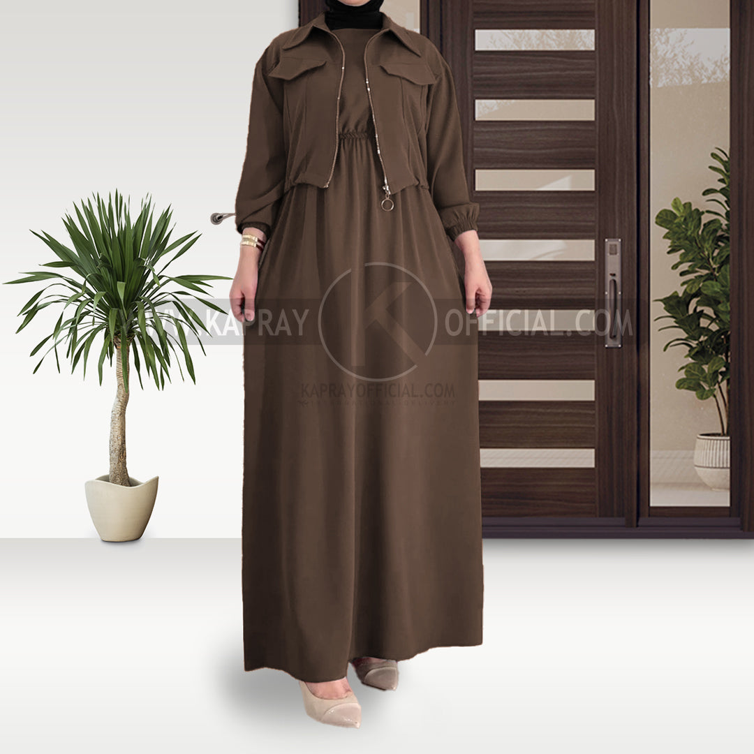 Elegant Maxi with Front-Zip Jacket