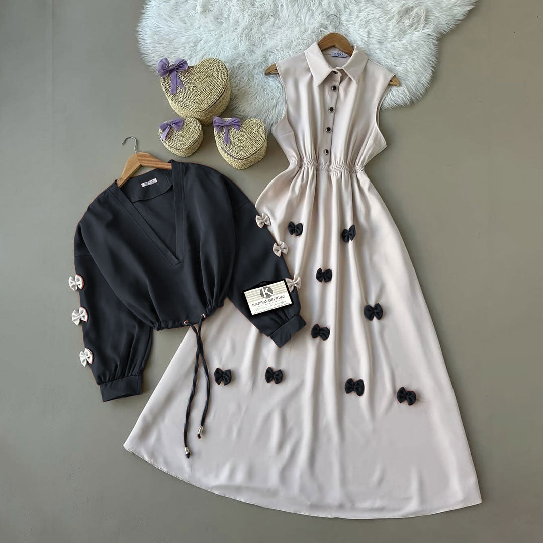 Classic Wine Bow Embellished Maxi 2-Piece