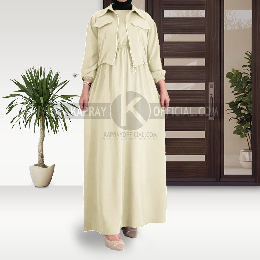 Elegant Maxi with Front-Zip Jacket