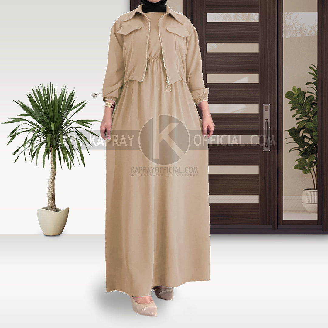 Elegant Maxi with Front-Zip Jacket