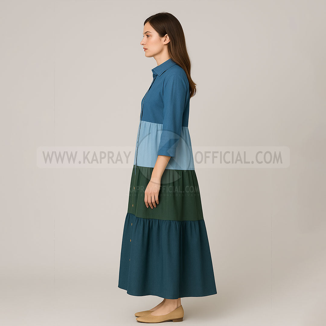 Elegant Multi Color Front Open Abaya Frock