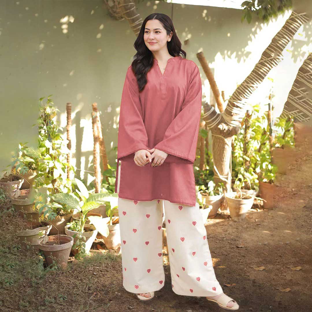 Heart Embroidered 2-Piece Set