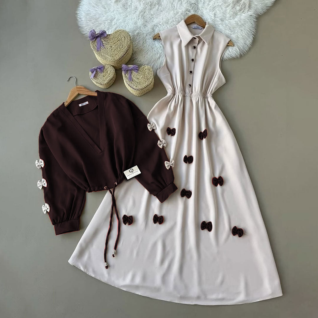 Classic Wine Bow Embellished Maxi 2-Piece