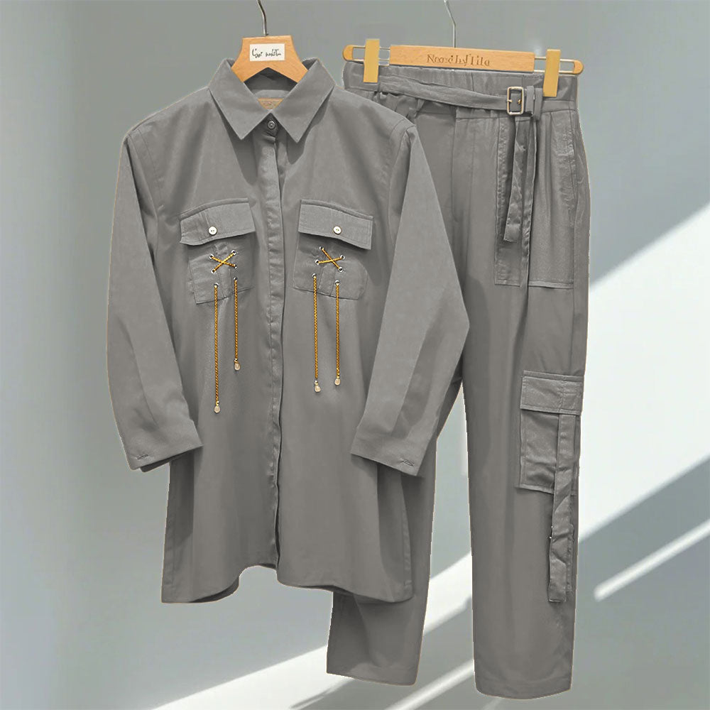 Cargo Trouser Co-ord Set with Chain & Pocket
