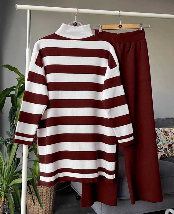 Stripe Tracksuit For Winter 2 Piece