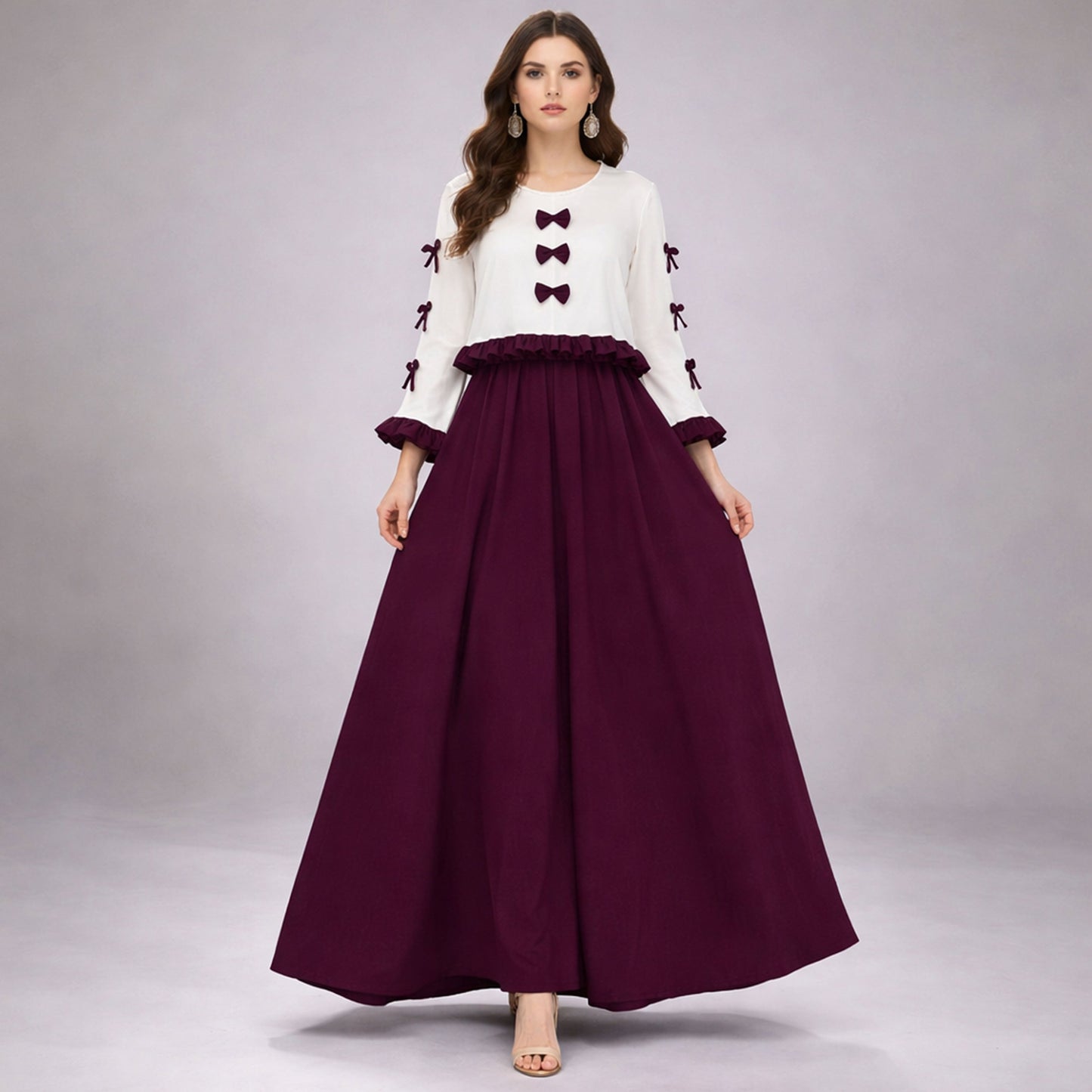 Ribbon Tie Elegant Maxi 2-Piece Dress