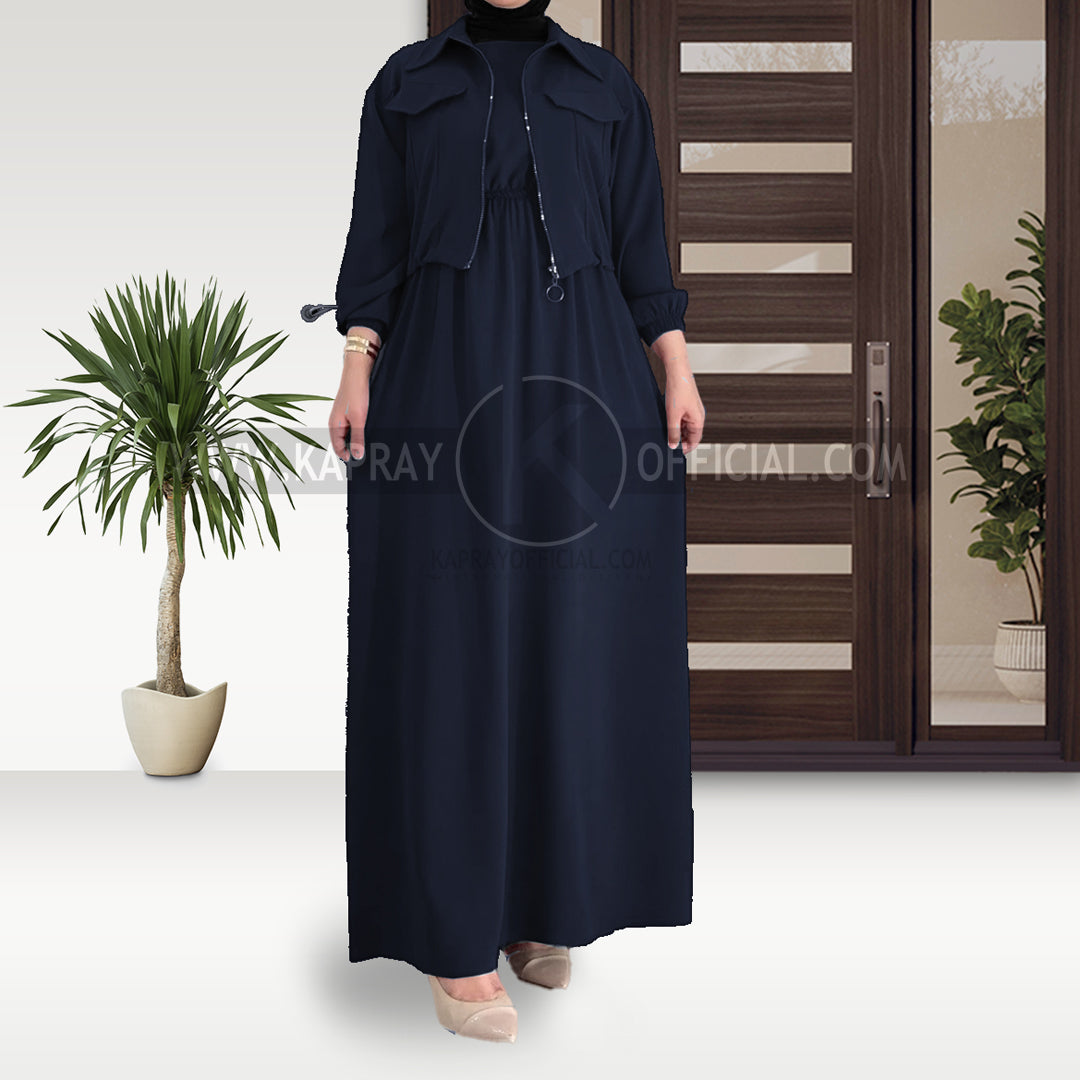 Elegant Maxi with Front-Zip Jacket
