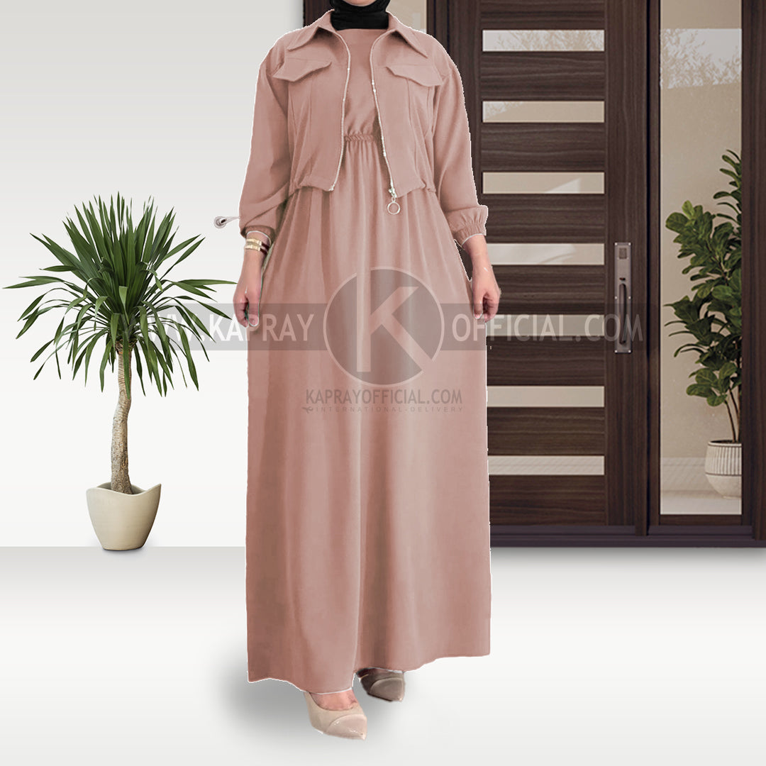 Elegant Maxi with Front-Zip Jacket