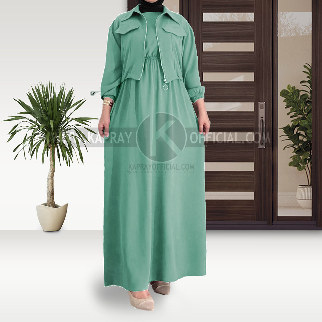 Elegant Maxi with Front-Zip Jacket