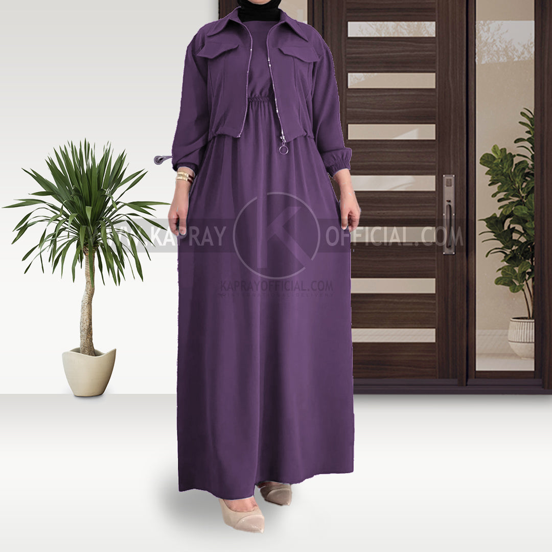 Elegant Maxi with Front-Zip Jacket