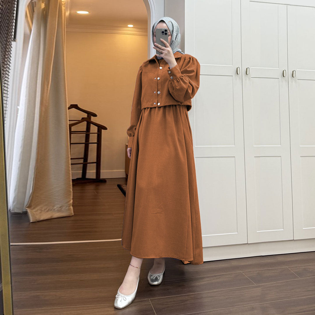 Zarif Buttoned Modest Dress
