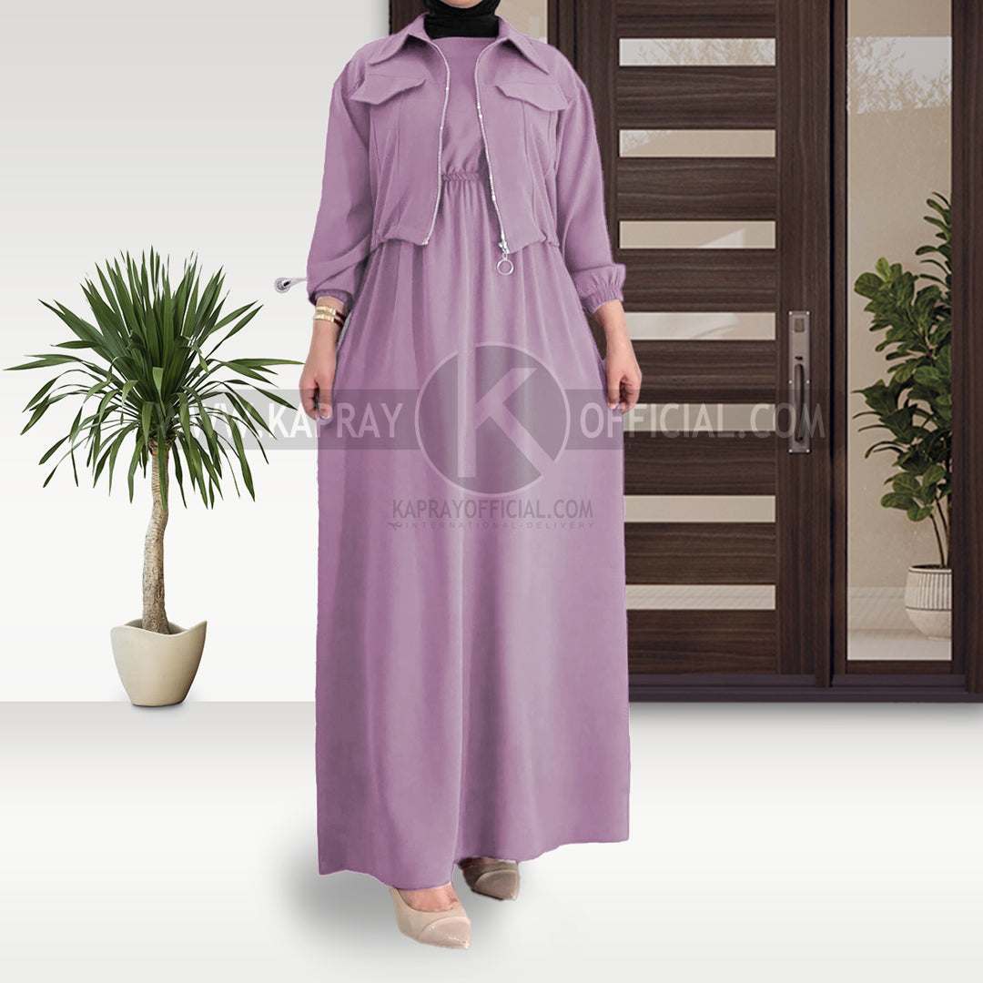 Elegant Maxi with Front-Zip Jacket
