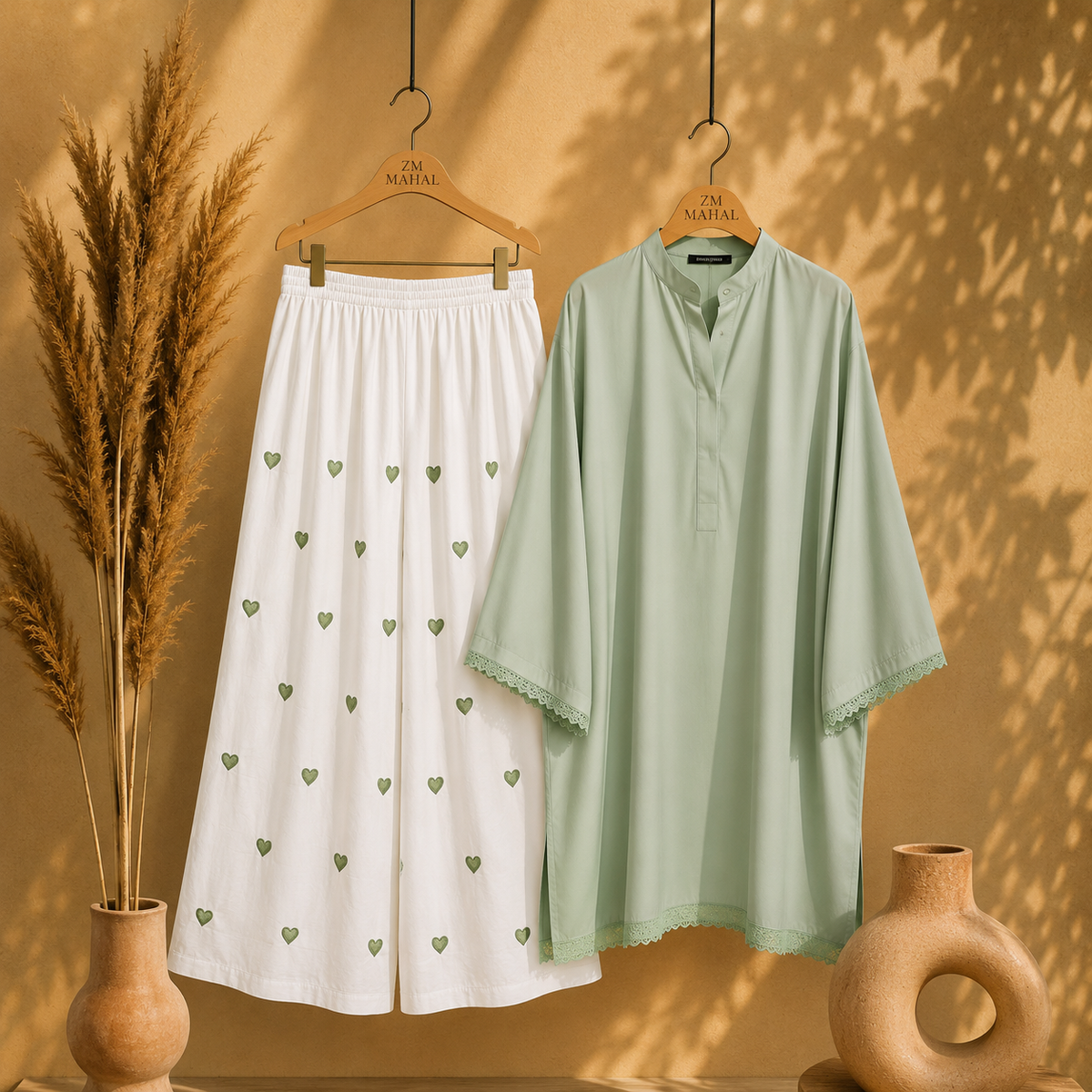 Elegant Heart Embroidery Co-Ord Set for Women