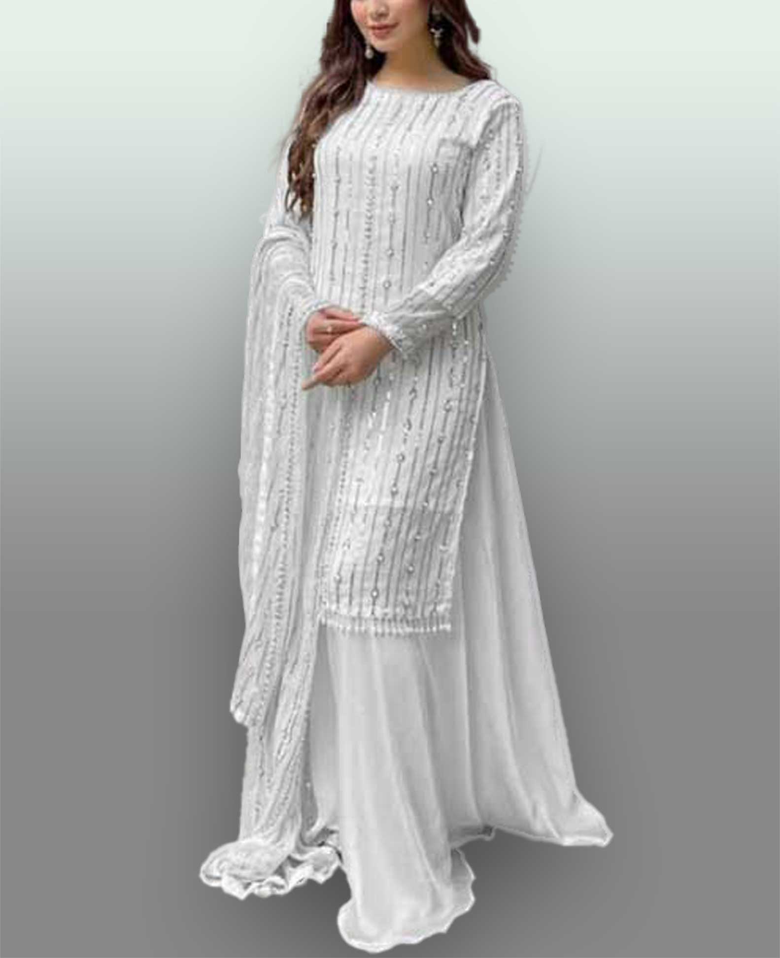 Mirror Work Embroidery Chiffon Dress (DZ12768) at Discount Price in Pakistan  – DressyZone.com
