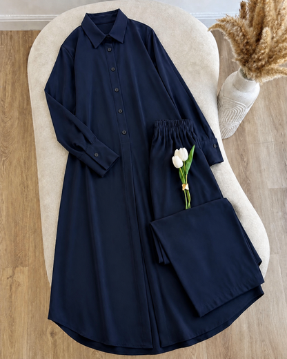 Turkish Longline Shirt & Wide-Leg Set ZM-027