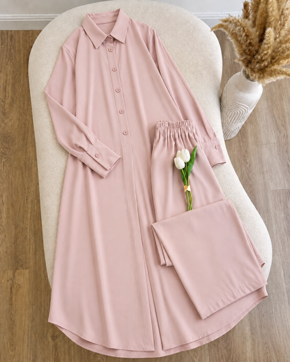 Turkish Longline Shirt & Wide-Leg Set ZM-027