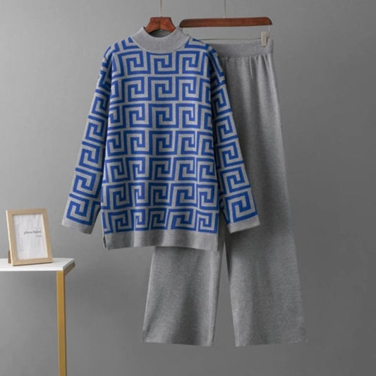 Zig-Zig Puzzle Printed Premium Quality Winter 2-Pcs Tracksuit For Her. WWTS-06