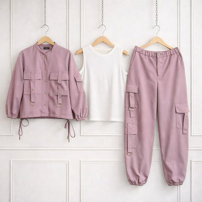 Women’s Cargo Jacket & Wide-Leg Pants Co-ord Set K-1