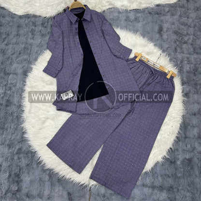 3-Piece Denim Co-Ord Set with Jersey Inner