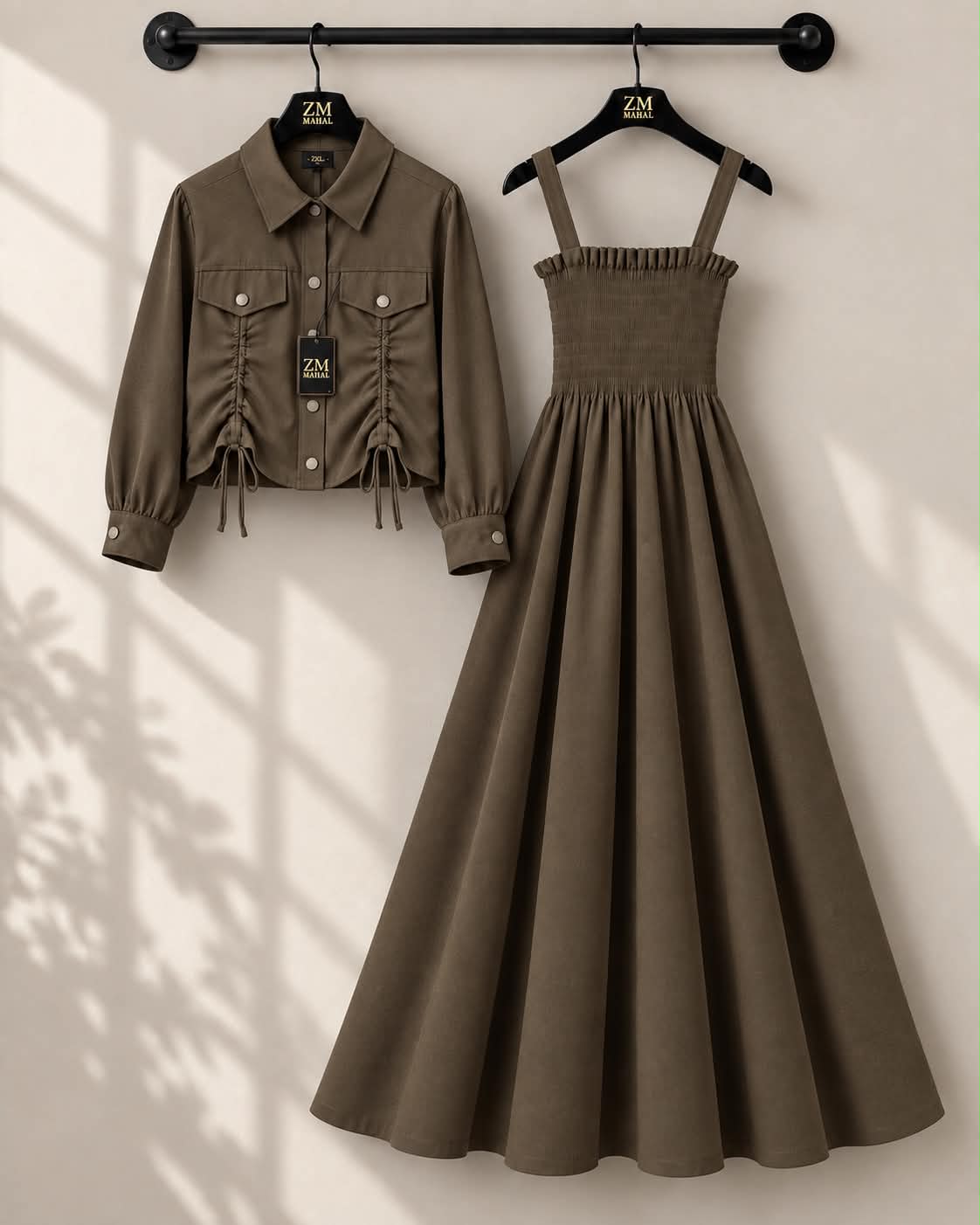 Turkish Ruched Jacket Maxi Set | ZM-003