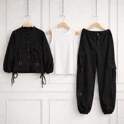 Women’s Cargo Jacket & Wide-Leg Pants Co-ord Set K-1