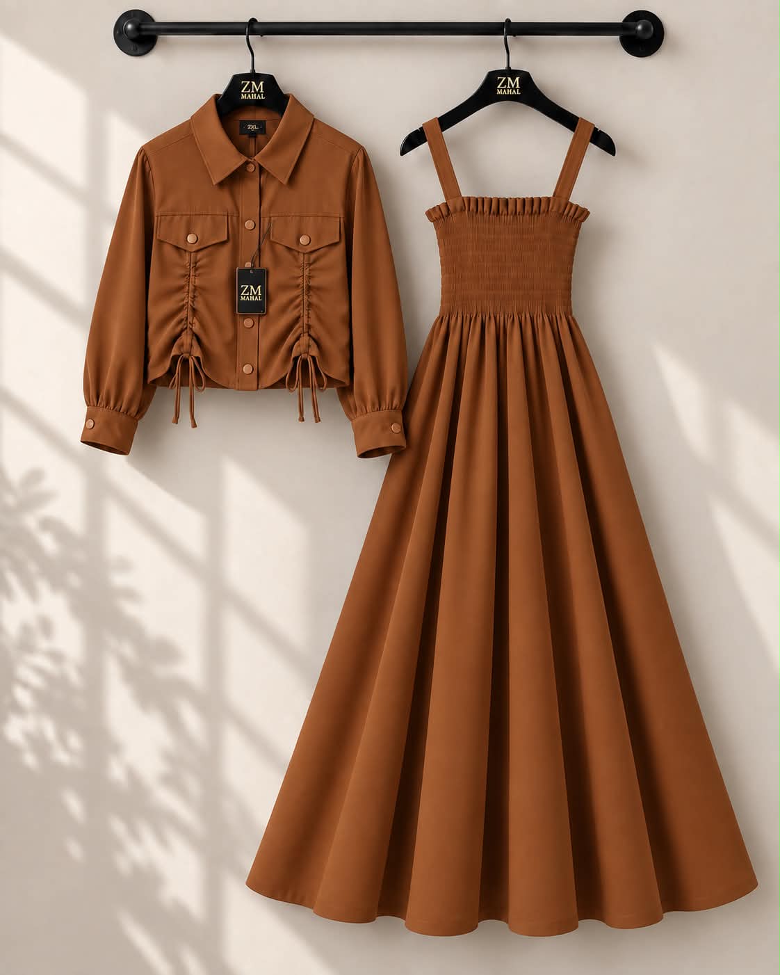 Turkish Ruched Jacket Maxi Set | ZM-003