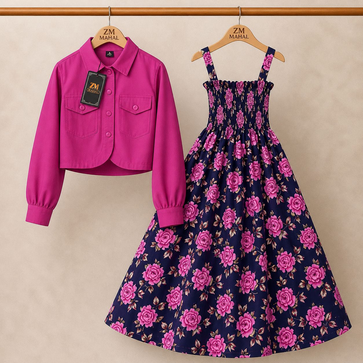 Floral Maxi Dress Set for Women – Turkish Style Smokie Maxi with Jacket