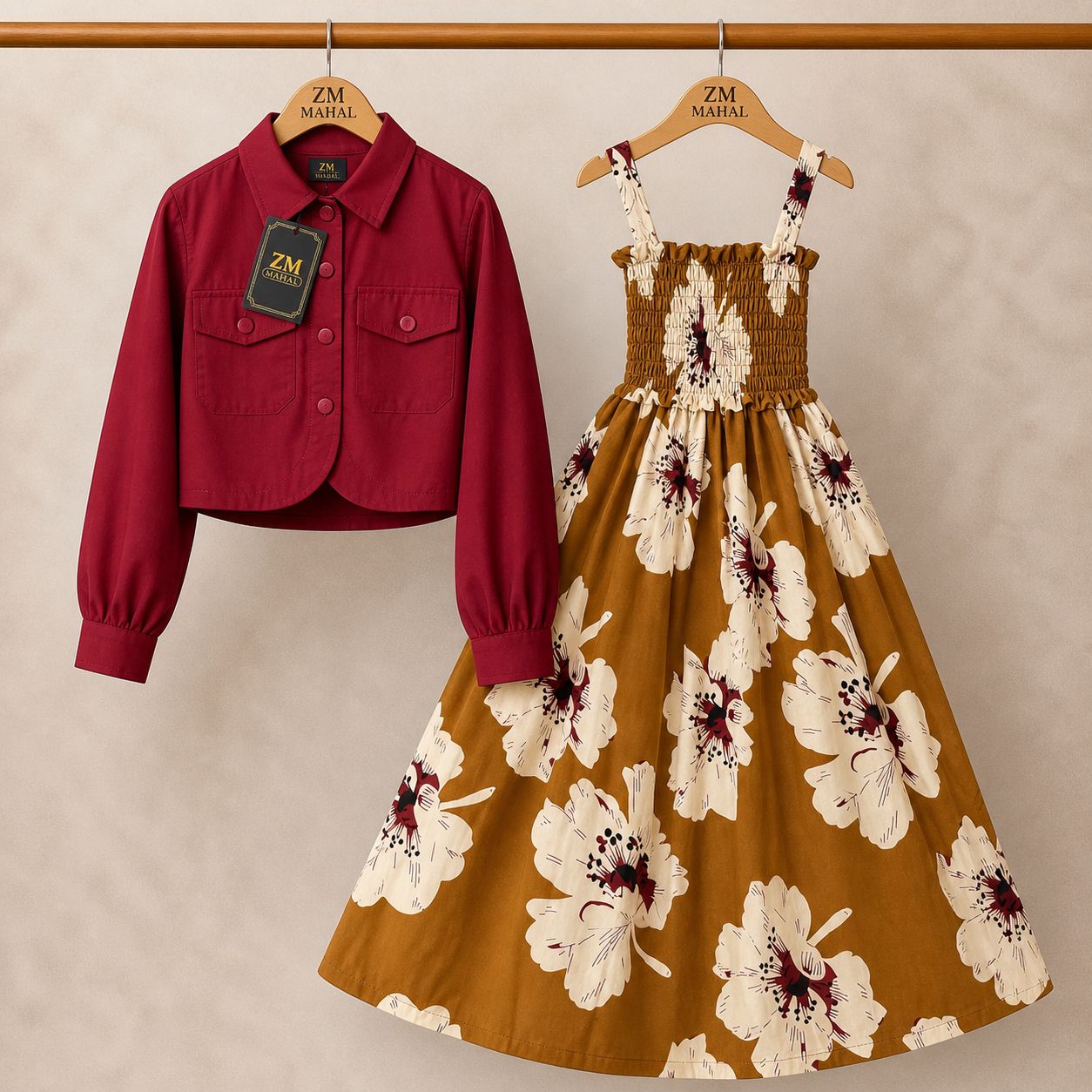 Floral Maxi Dress Set for Women – Turkish Style Smokie Maxi with Jacket