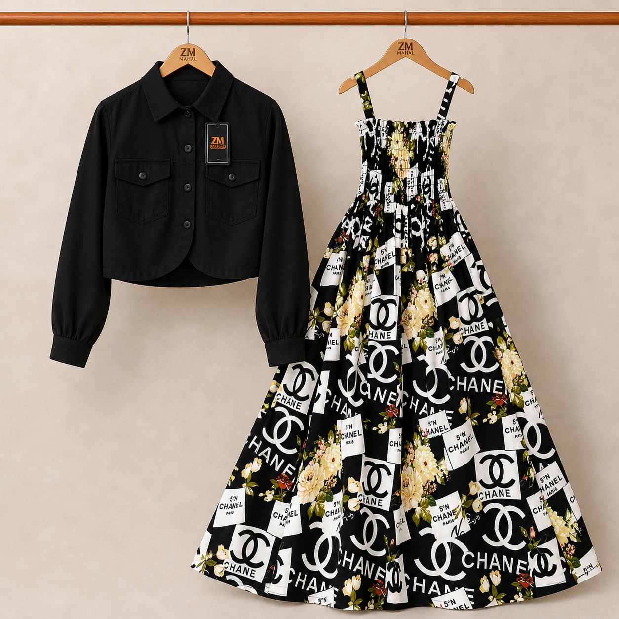 Floral Maxi Dress Set for Women – Turkish Style Smokie Maxi with Jacket