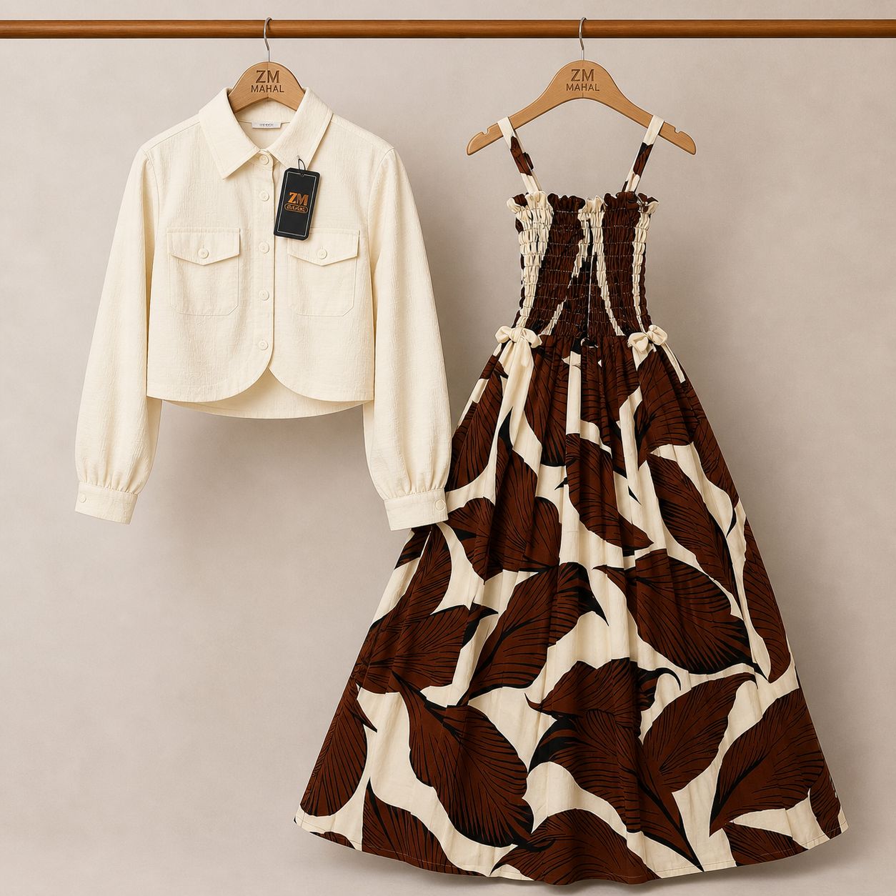 Floral Maxi Dress Set for Women – Turkish Style Smokie Maxi with Jacket
