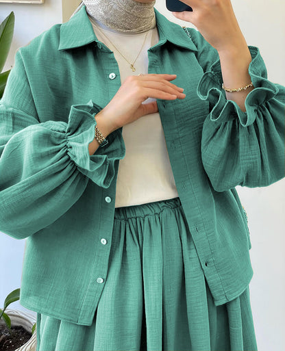 Muslin-Feel Textured Georgette 3-Piece Set – Soft & Breathable