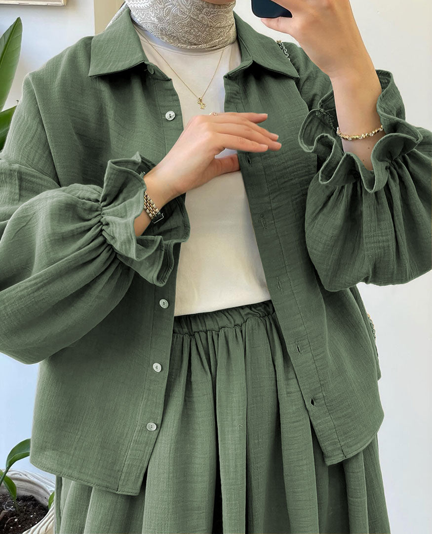 Muslin-Feel Textured Georgette 3-Piece Set – Soft & Breathable