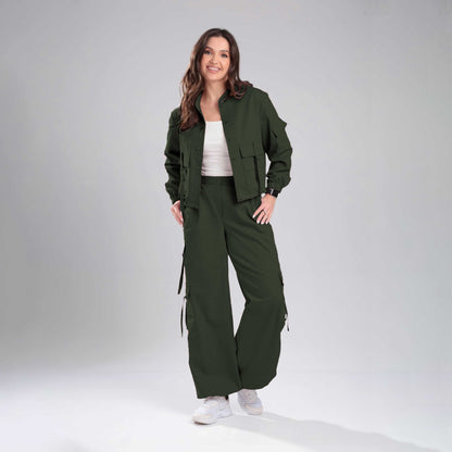 Women’s Cargo Jacket & Wide-Leg Pants Co-ord Set