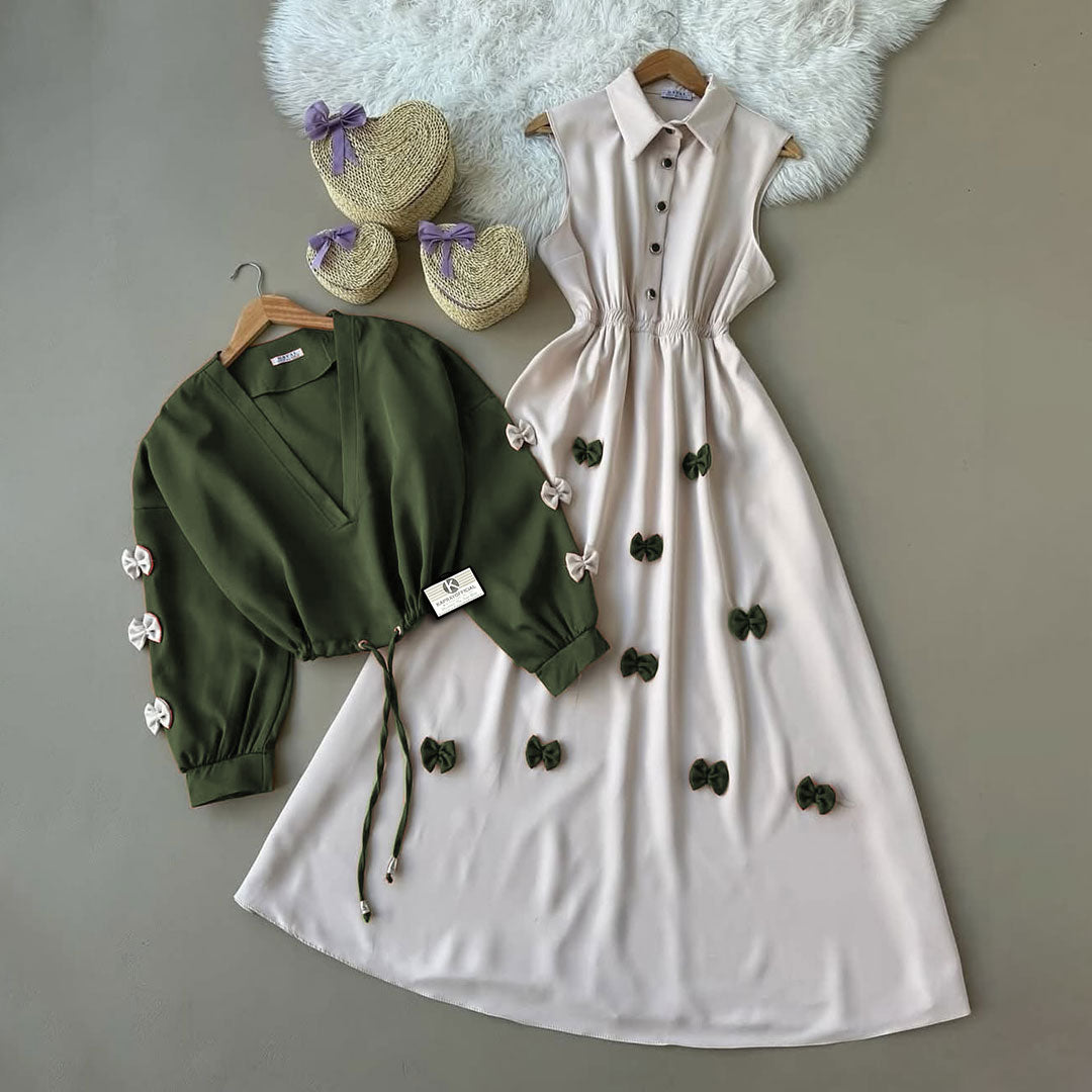 Classic Wine Bow Embellished Maxi 2-Piece