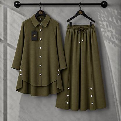 Aylin Turkish High-Low Co-Ord Set in Black - women’s 2-piece outfit | KaprayOfficial
