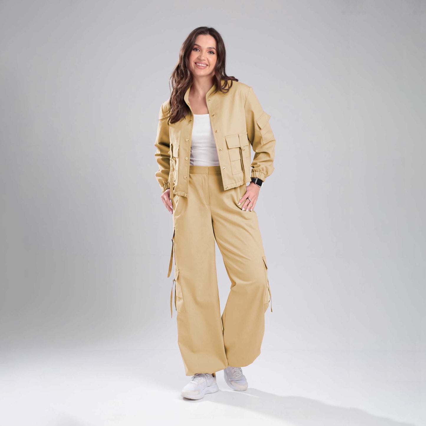 Women’s Cargo Jacket & Wide-Leg Pants Co-ord Set