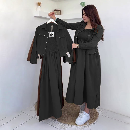 Modest Chic Button Jacket Maxi