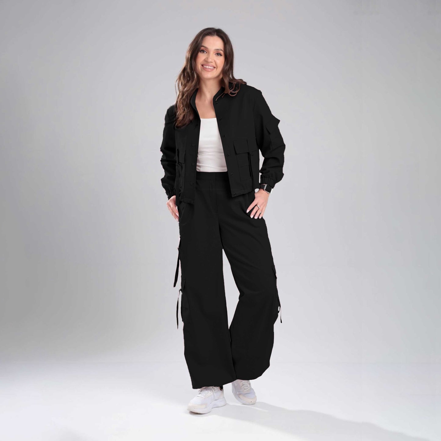 Women’s Cargo Jacket & Wide-Leg Pants Co-ord Set