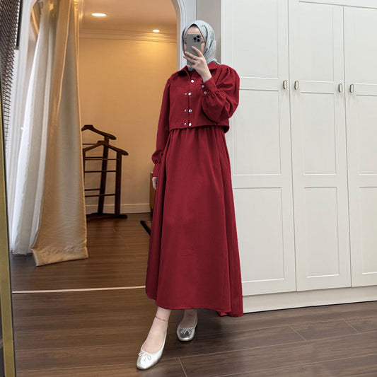 Zarif Buttoned Modest Dress