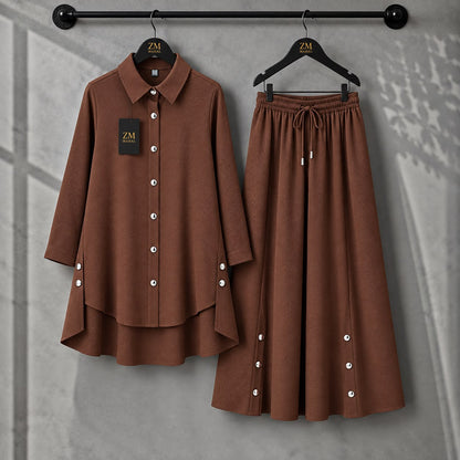 Aylin Turkish High-Low Co-Ord Set in Black - women’s 2-piece outfit | KaprayOfficial