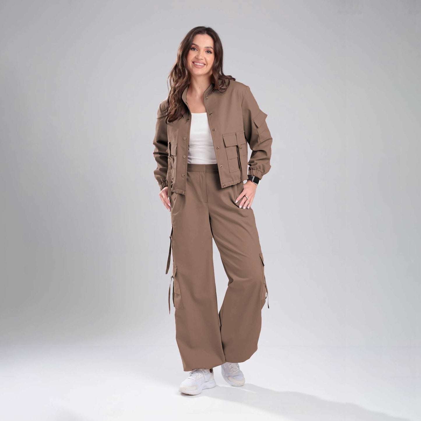 Women’s Cargo Jacket & Wide-Leg Pants Co-ord Set
