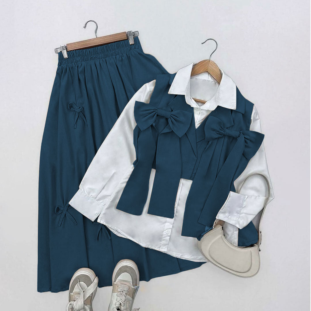 Ribbon Charm Layered 3-Piece Suit