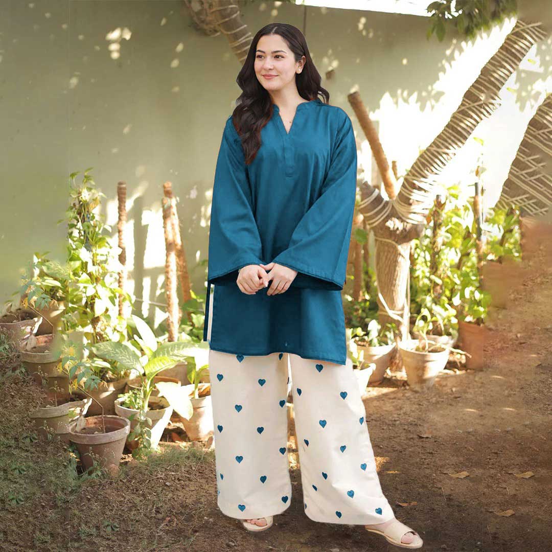 Heart Embroidered 2-Piece Set