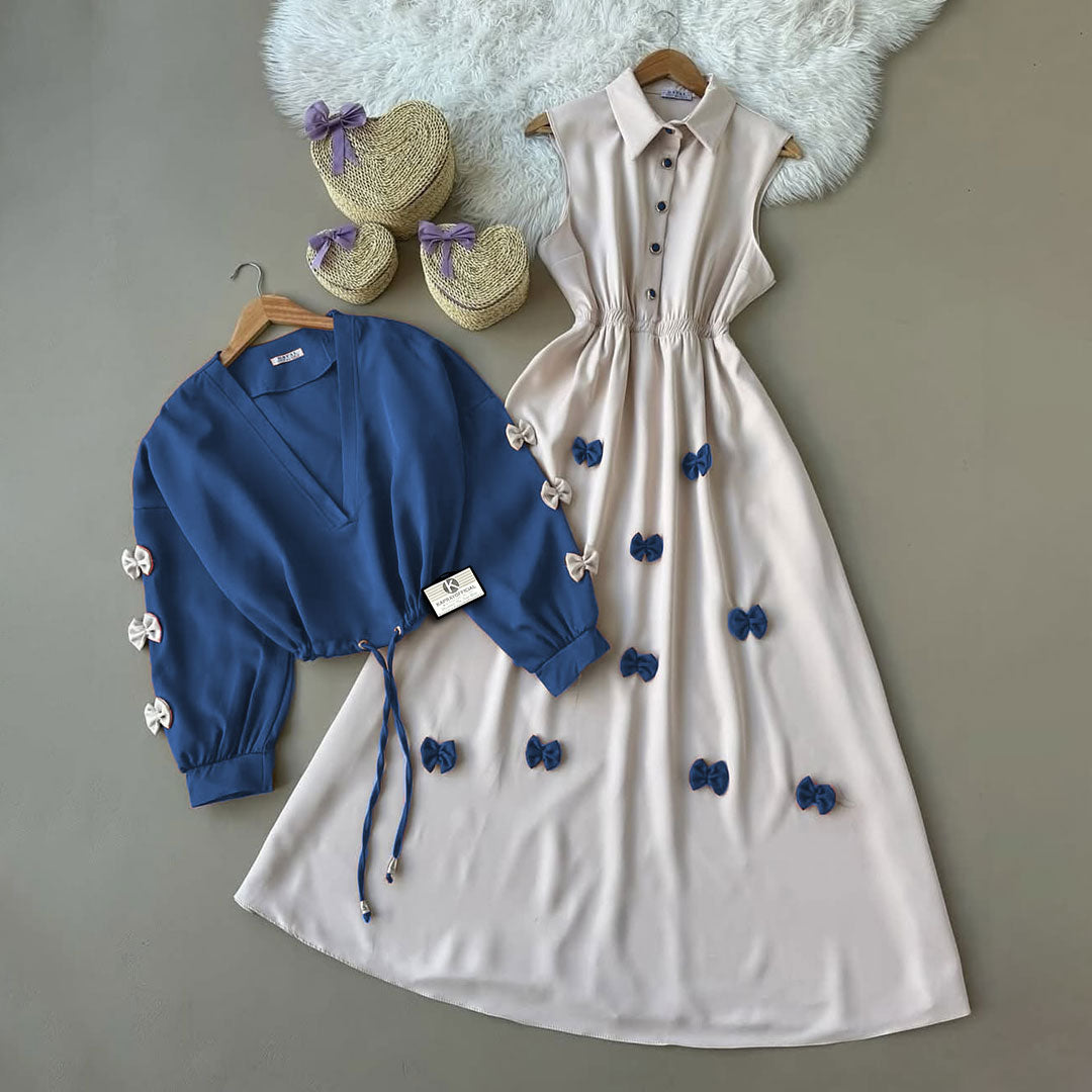 Classic Wine Bow Embellished Maxi 2-Piece