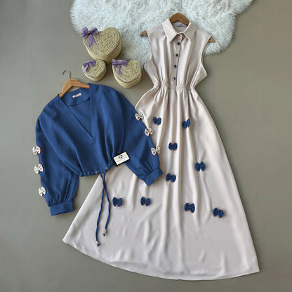 Classic Wine Bow Embellished Maxi 2-Piece