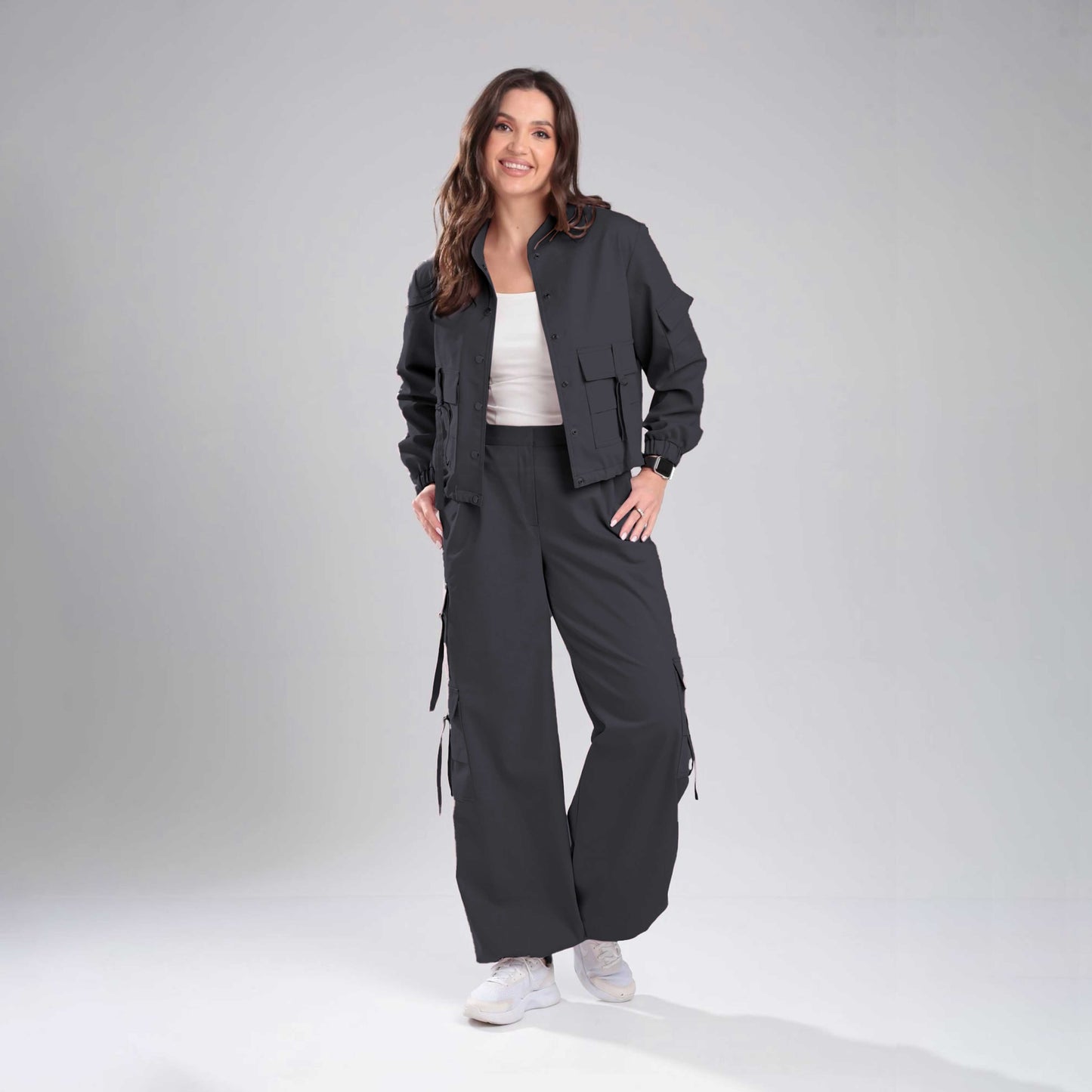 Women’s Cargo Jacket & Wide-Leg Pants Co-ord Set